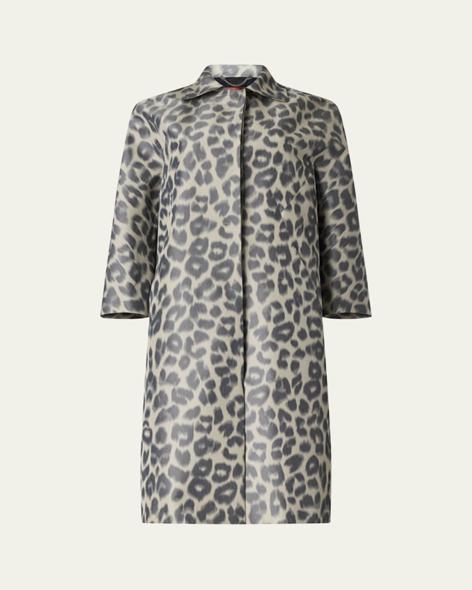Adams Leopard Silk-Blend Coat